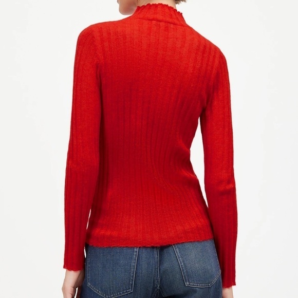 Madewell Alpaca-Blend Mockneck Sweater in Bright Cherry Red size M NWT NO041 - Picture 3 of 13
